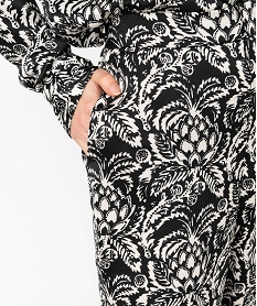 pantalon fluide a motifs feuillage femme noir pantalonsE597901_2