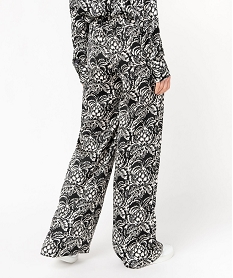 pantalon fluide a motifs feuillage femme noir pantalonsE597901_3