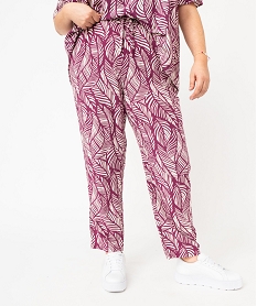 GEMO Pantalon fluide à motifs fleuris femme grande taille Violet