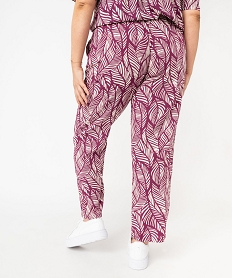 pantalon fluide a motifs fleuris femme grande taille violet pantalonsE598201_3