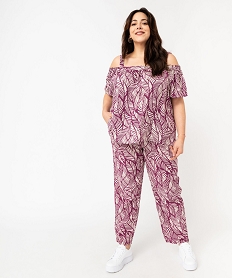 pantalon fluide a motifs fleuris femme grande taille violetE598201_4