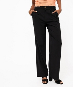 GEMO Pantalon fluide coupe large taille haute femme Noir