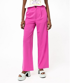 pantalon fluide coupe large taille haute femme rose pantalonsE598501_1
