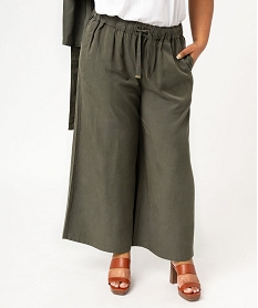 pantalon en lyocell femme grande taille vert pantalons fluidesE598601_1