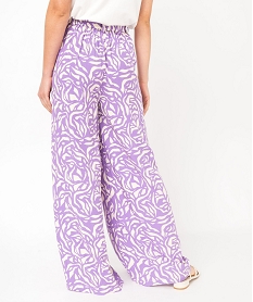 pantalon large et fluide a taille haute et imprime femme violetE598701_3