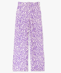 pantalon large et fluide a taille haute et imprime femme violet pantalonsE598701_4