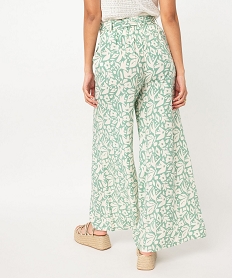 pantalon large et fluide a taille haute ceinturee femme vert pantalonsE598901_3