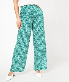 pantalon fluide imprime coupe large femme vertE599101_1