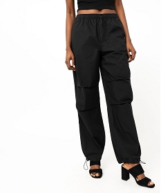 pantalon baggy en toile de coton femme noir pantalonsE599701_1