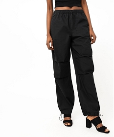 GEMO Pantalon baggy en toile de coton femme Noir