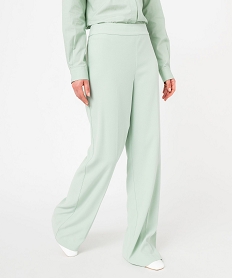 GEMO Pantalon de tailleur fluide à taille haute et plis femme Vert