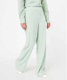 pantalon de tailleur fluide a taille haute et plis femme vertE600001_1