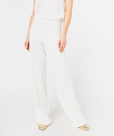 GEMO Pantalon de tailleur fluide à taille haute et plis femme Beige