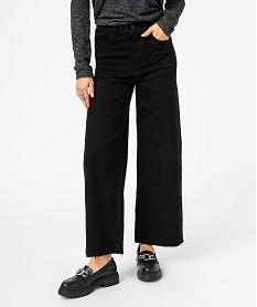 GEMO Jean wide leg court taille haute femme noir standard