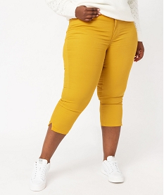 pantacourt en toile extensible coupe ajustee femme grande taille jaune pantacourtsE600301_1