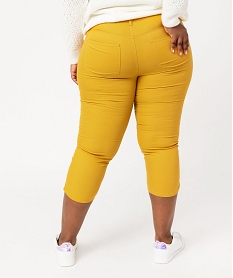 pantacourt en toile extensible coupe ajustee femme grande taille jaune pantacourtsE600301_3