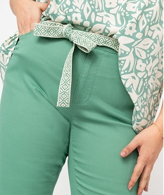 pantacourt en toile avec ceinture tissee femme grande taille vert pantacourtsE600501_4