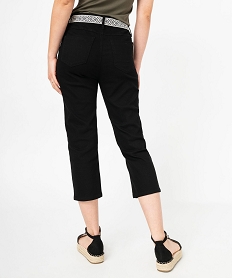 pantacourt slim taille haute en coton stretch avec ceinture a nouer femme noir standard pantacourtsE600801_3