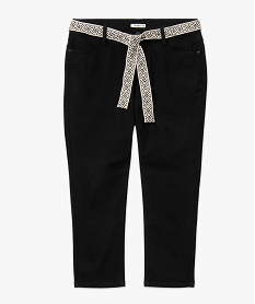 pantacourt slim taille haute en coton stretch avec ceinture a nouer femme noir standard pantacourtsE600801_4