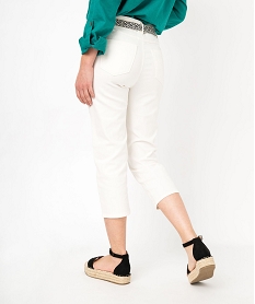 pantacourt slim taille haute en coton stretch avec ceinture a nouer femme beige pantacourtsE600901_3