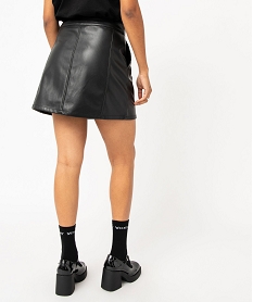 jupe courte trapeze en cuir imitation femme noir jupesE601701_3
