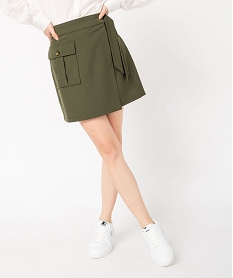 GEMO Jupe courte portefeuille à poche femme kaki standard