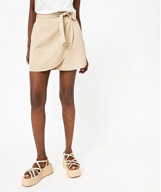 GEMO Jupe façon portefeuille en Lyocell femme beige standard