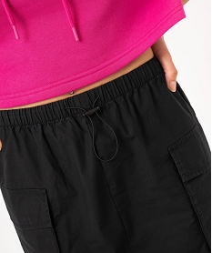 jupe courte en toile unie avec poches cargo femme noir jupesE602501_2