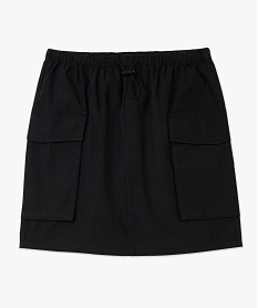 jupe courte en toile unie avec poches cargo femme noir jupesE602501_4