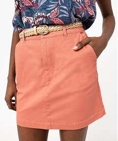 jupe en twill de coton avec ceinture femme rose jupesE602601_2