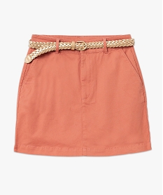 jupe en twill de coton avec ceinture femme rose jupesE602601_4