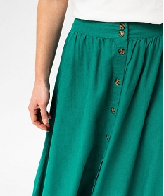 jupe midi a boutons en lin femme vert jupesE602801_2