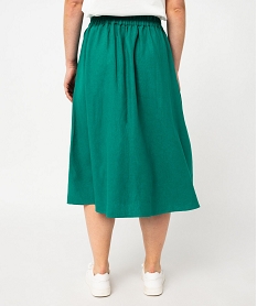 jupe midi a boutons en lin femme vert jupesE602801_3