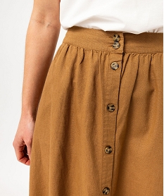 jupe midi a boutons en lin femme orange jupesE602901_2