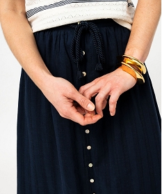 jupe midi a boutons en cotonlin melanges femme - lulucastagnette bleu jupesE603401_2