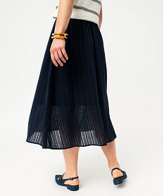 jupe midi a boutons en cotonlin melanges femme - lulucastagnette bleu jupesE603401_3