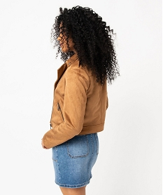 blouson en suedine esprit biker femme orange vestesE603501_3