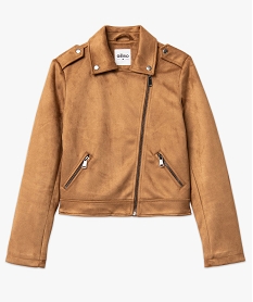 blouson en suedine esprit biker femme orange vestesE603501_4