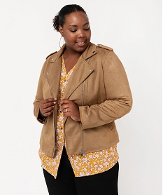 GEMO Blouson esprit biker en suédine femme grande taille Beige