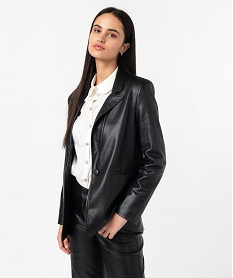 GEMO Veste blazer en cuir imitation femme noir standard
