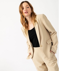 veste blazer unie a bouton metallique femme beigeE604301_1