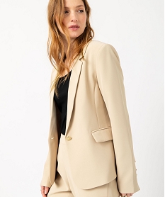 veste blazer unie a bouton metallique femme beige vestesE604301_2