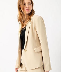 veste blazer unie a bouton metallique femme beigeE604301_2