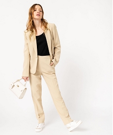 veste blazer unie a bouton metallique femme beige vestesE604301_4