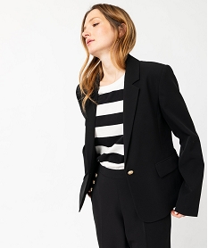 GEMO Veste blazer unie à bouton métallique femme noir standard