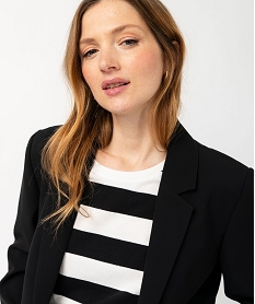 veste blazer unie a bouton metallique femme noir vestesE604401_2