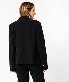 veste blazer unie a bouton metallique femme noir vestesE604401_3