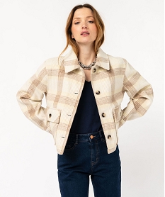 veste courte aspect laine bouillie femme beige vestesE604701_2
