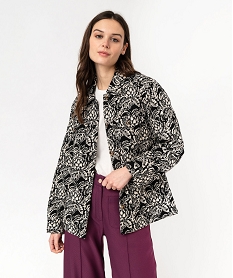 veste matelassee a motifs fleuris femme beigeE605001_1