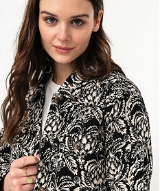 veste matelassee a motifs fleuris femme beigeE605001_2